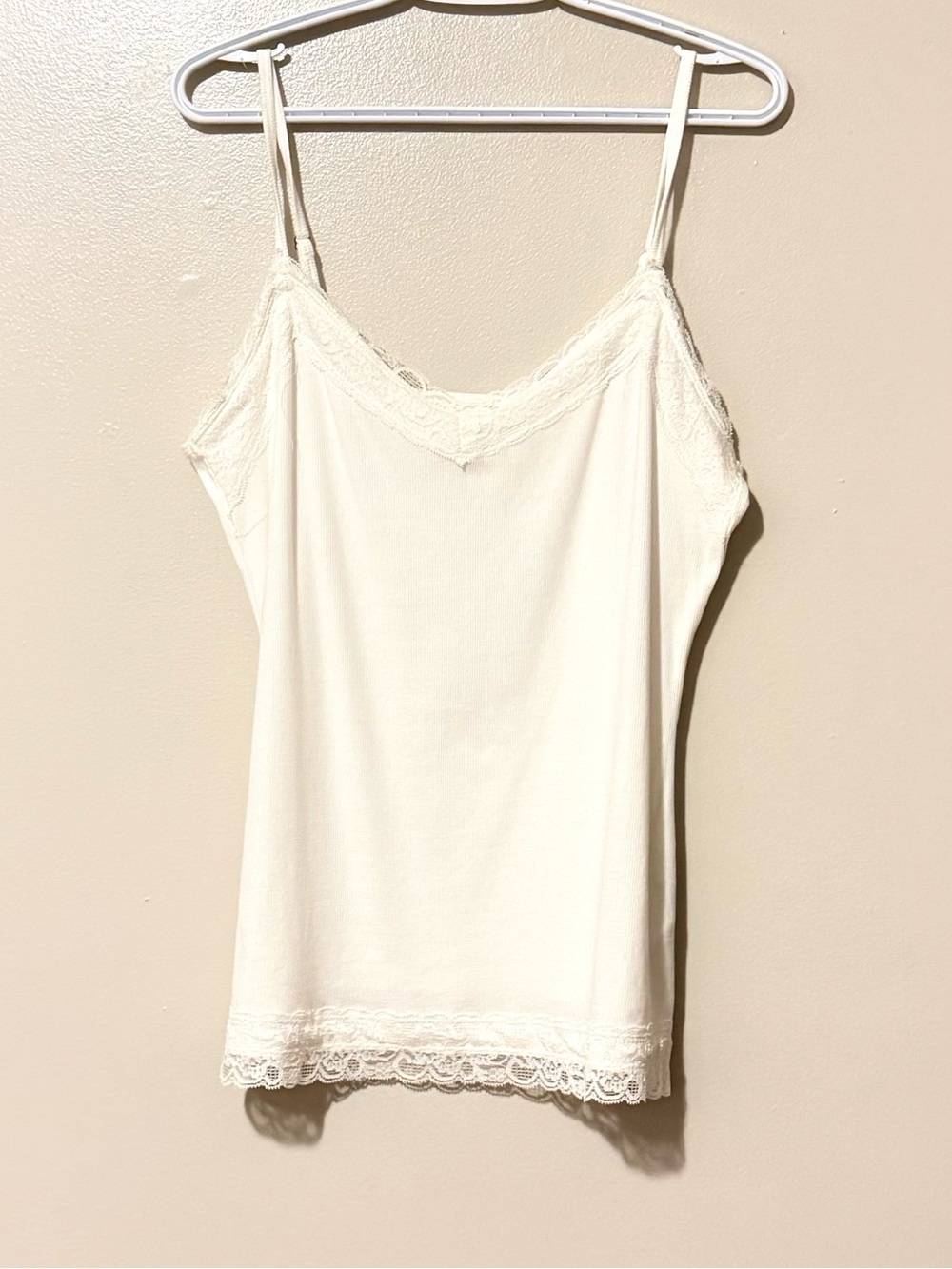 Hollister White Lace-Trim Tank Top